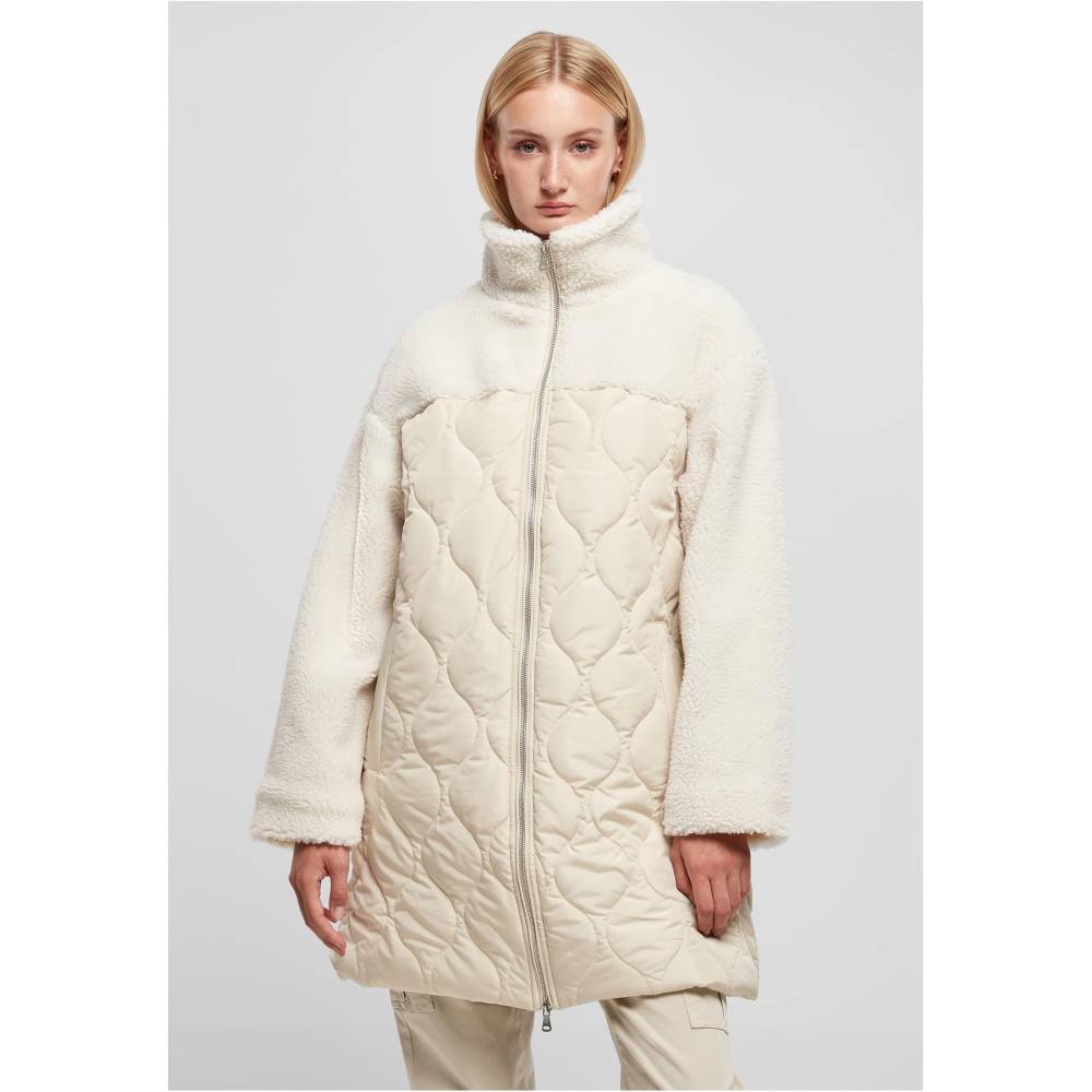 Urban Classics - Oversized Sherpa Quilted Winterjas - Wit